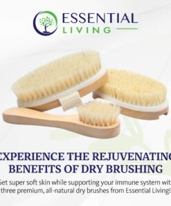 Essential Living: 3-Piece Dry Brushing Spa Kit - 1 Face Brush, 2 Body Scrub Brushes and a Cotton Bag - Body and Skin Care for Exfoliation, Blood Circulation and Lymphatic System Stimulation Support 5 81p3O8sPp1L