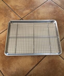 Checkered Chef Baking Sheets for Oven - Half Sheet Pan with Stainless Steel Wire Rack Set 1-Pack - Easy Clean Cookie Sheets, Aluminum Bakeware Half Sheet 1 Pack 48 81p5Eqd kL