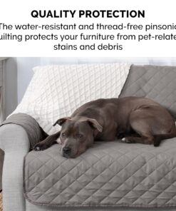 Furhaven Water-Resistant & Reversible Sofa/Couch Cover Protector for Dogs, Cats, & Children - Two-Tone Pinsonic Quilted Living Room Furniture Cover - Gray/Mist, Sofa Reversible Two Tone Gray & Mist 23 81p5tqqKBhL 2