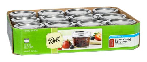 Ball Mason 4oz Quilted Jelly Jars with Lids and Bands, Set of 12 4 Oz Quilted Jelly-12 pk