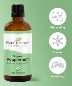 Plant Therapy Organic Peppermint Essential Oil 100% Pure, USDA Certified Organic, Undiluted, Natural Aromatherapy, Therapeutic Grade 100 mL (3.3 oz) 3.3 Fl Oz (Pack of 1) 10 81p9OE5lBL