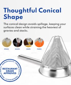 New Star Foodservice 537423 Stainless Steel Reinforced Bouillon Strainer, 8-Inch 14 81pBW4ITErL