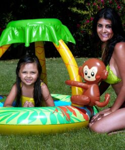 Poolmaster Learn-to-Swim Go Bananas Monkey Inflatable Kiddie Pool With Canopy 12 81pCSWN4mPL