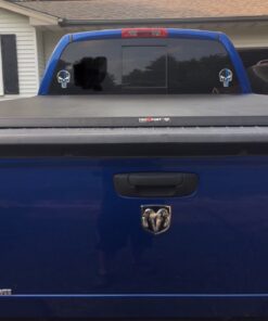 Punisher Skull 5.5 x 4 Inch Tattered Subdued US Flag Reflective Decal with Thin Blue Line Car Sticker, Helmet & Truck Accessories for Men. Support The Police with American Flag USA Bumper Sticker. 25 81pDSqoM2eL