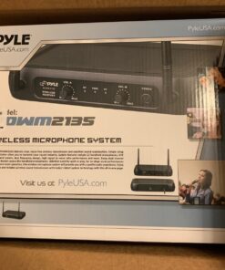 Pyle Channel Microphone System-VHF Fixed Dual Frequency Wireless Set with 2 Handheld Dynamic Transmitter Mics, Receiver Base-for PA, Karaoke, Dj Party (PDWM2135) , Black 34 81pEYjLGofL