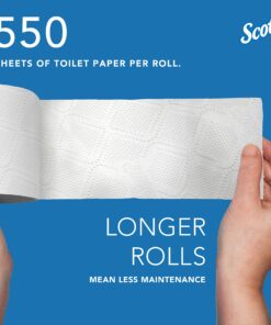 Scott® Professional Standard Roll Toilet Paper (13607), Elevated Design, 2-Ply, White, Individually wrapped rolls, Compact Case for Easy Storage, (550 Sheets/Roll, 20 Rolls/Case, 11,000 Sheets/Case) 22 81pGRjG2siL