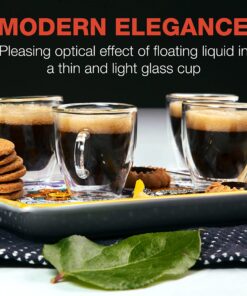 Eparé Glass Espresso Cups - Set of 4 Double Walled Espresso Cups with Handle - 2 oz Single Shot Latte Glasses Cup - Clear Double Insulated Coffee or Cappuccino Mug 18 81pGs0okoYL