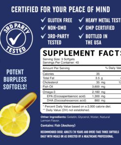 Triple Strength Omega 3 Fish Oil | 3600 mg EPA & DHA | Over 2,000mg of Omega-3 Fatty Acids | Over 1,200mg EPA + 800mg DHA | Best Essential Fatty Acids | Premium Burpless Softgel Supplements (120 Ct) Essential Fatty Acid Combinations 120 Count 18 81pHmhEzqL 2