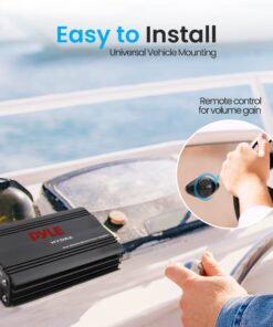 Pyle Hydra Marine Amplifier - Upgraded Elite Series 800 Watt 4 Channel Micro Amplifier - Waterproof, GAIN Level Controls, RCA Stereo Input, 3.5mm Jack, MP3 & Volume Control (PLMRMP3B) Standard Packaging 17 81pILDFpZML