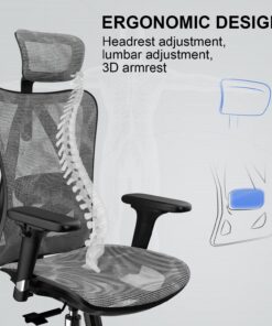 SIHOO M57 Ergonomic Office Chair with 3 Way Armrests Lumbar Support and Adjustable Headrest High Back Tilt Function Grey 31 81pL43yzwZL
