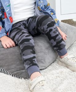 KISBINI Boy's Cotton Camouflage Sweatpants Sports Pants for Children 7 Iron Grey 12 81pLKgM0YML