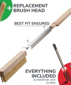 Senwosa 26” Pizza Oven Brush with Stone Scraper - Stainless Steel Bristles, Long Handle, Heat-Resistant - Compatible with Ooni Ovens - Includes Spare Head 36 81pMxDprFOL