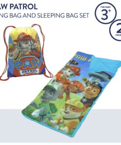 Idea Nuova 2 Piece Drawstring Sling Carry Bag with Sleeping Slumber Bag Paw Patrol Blue 30"x54" 8 81pPn2p5JqL
