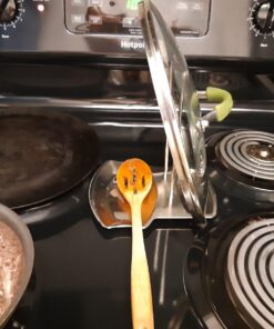 Yummy Sam Pot Lid Holder and Spoon Rest, Stainless Steel Utensils Lid Spoon Holder Ladle Rest Pot Lid Rack Shelf Stand Holder Multifunctional Storage Rack Stove Organizer (Silver) 48 81pR1lCsncL