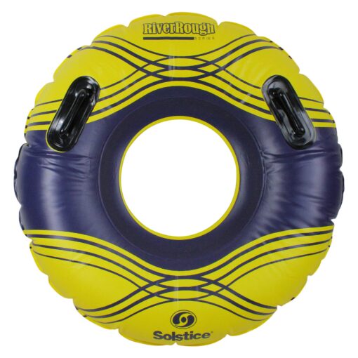 42-Inch Inflatable Yellow and Blue Striped Swimming Pool Ring Inner Tube