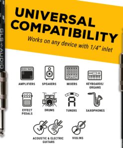 GLS Audio Instrument Cable - 1/4 Inch TS to 1/4 Inch Instrument Cable for Bass/Electric Guitar- Black/Grey Braided Tweed, 10ft 10 Ft. Straight 12 81pTgj0fjL 1