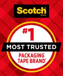 Scotch Heavy Duty Packaging Tape, 1.88" x 22.2 yd, Designed for Packing, Shipping and Mailing, 3M Industrial Strength Adhesive, 1.5" Core, Clear, 1 Roll with Dispenser (142-BL) Black Dispenser 15 81pV7pVSolL