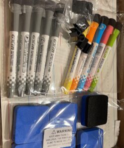 6 Pack Dry Erase Boards, 9"x12" Double Sided Small Whiteboards with Lines for Kids, Students, Education Teacher Classroom, Mini Portable Drawing Learning Lapboards with 7 Colors Pens, 6 Erasers 6 Pack Plain/Lined 37 81pXESWSsfL