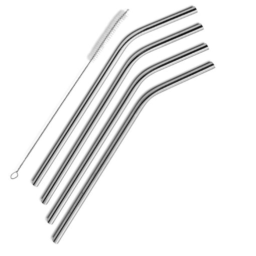 SipWell Stainless Steel Drinking Straws, Set of 4, Free Cleaning Brush Included 8.46 Inches Long - 6mm