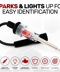 Ram-Pro Inline Spark Tester, Plug Engine Ignition 6-12 Volt Fool-Proof – Pick Up Coil/Armature Diagnostic Detector Tool for Automotive, Car, Lawnmower, Small & Big Internal/External Engines 1 Pack 14 81pZ920VJPS
