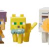 Attacking Ghast, Ocelot with Fish & Steve with Mismatch Armor Mini Figure (3 Pack)