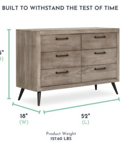 Evolur Stilnovo Mid Century Double Dresser, Windsor Oak Grey, 52x18x35 Inch (Pack of 1) 16 81pZYPoEuL