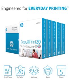 HP Printer Paper | 8.5 x 11 Paper | Copy &Print 20 lb | 5 Ream Case - 2500 Sheets| 92 Bright Made in USA - FSC Certified| 200350C 5 Pack Standard Size (8.5x11) 8 81pb1NtL6dL
