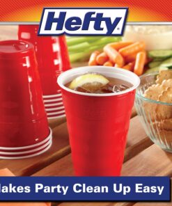 Hefty Party On Disposable Plastic Cups, Red, 18 Ounce, 50 Count (Pack of 3), 150 Total 50 Count (Pack of 3) 12 81pb4oWC10L