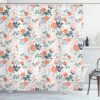 Ambesonne Floral Shower Curtain, Shabby Blooms Nature Inspired Botanical Beauty Illustration, Cloth Fabric Bathroom Decor Set with Hooks, 69" W x 70" L, Almond Green