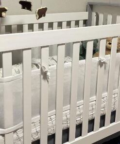 BreathableBaby Breathable Mesh Liner for Full-Size Cribs, Classic 3mm Mesh, White (Size 4FS Covers 3 or 4 Sides) 42 81peApHZbML