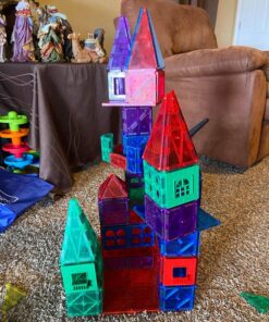 Playmags Magnetic Tiles for Kids, 60 Pc Magnet Blocks with ABC Click-ins, STEM Development Building Toys for Boys Girls & Toddlers 60 Pcs Magnetic Tiles Set 21 81peo82JMZL