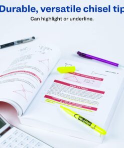Avery Hi-Liter Pen-Style Highlighters, Smear Safe Ink, Chisel Tip, 12 Fluorescent Yellow Highlighters (23591) 12 highlighters 14 81pjlpyeWmL
