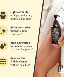 Anti Cellulite Massage Oil Infused with Collagen & Stem Cell Instant Toning Firming of Cellulite & Scar Remover for Thighs & Body Relaxing Sore Muscle Massage Therapy Cream by M3 Naturals 8 Fl Oz (Pack of 1) 26 81pjxD1munL