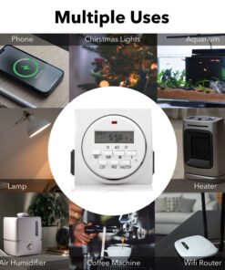 BN-LINK 7 Day Heavy Duty Digital Programmable Timer, FD60 U6, 115V, 60Hz, Dual Outlet, Indoor, for Lamp Light Fan Security UL Listed FD-60/U6 30 81pkGlLtnEL