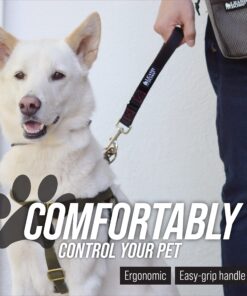 Leashboss Short Dog Leash for Dog Training | Padded Traffic Handle Short Leash for Dog Training, Total Comfort When Dog Walking | Traffic Leash for Dogs Large, Medium, Small | Short Nylon Dog Lead 12 Inch Black/Red/Grey 29 81pkVTaZ QL 1