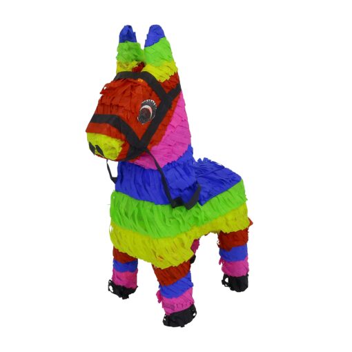 Lytio Miniature Donkey Multicolored Mini Burro Shaped Pinata (3-Pack Piñata) Ideal and Fun for Parties, Mexican or Animal Themed Celebrations (Mini Burrito)