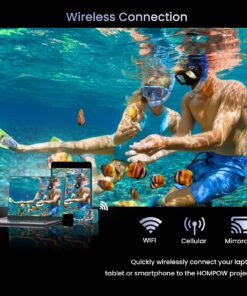 4K Support Projector with Wifi and Bluetooth, HOMPOW Mini Portable Projectors for Outdoor Home Movie, Compatible with Laptop, Smartphone, TV Stick, Xbox, PS5 white 28 81pnYavuDtL