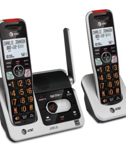 AT&T BL102-2 DECT 6.0 2-Handset Cordless Phone for Home with Answering Machine, Call Blocking, Caller ID Announcer, Audio Assist, Intercom, and Unsurpassed Range, Silver/Black 2 Handset 34 81popjs0u8L