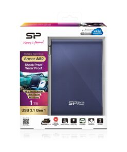 Silicon Power 1TB Rugged Portable External Hard Drive Armor A80, Waterproof USB 3.0 for PC, Mac, Xbox and PS4, Blue 1 TB 15 81poqdcN6AS
