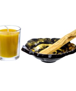 Premium Starter Kit with Rose Dish, Palo Santo, California White Sage, and Hand Poured Beeswax Votive 12 81prQym6yyL