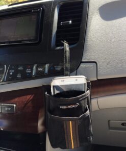 High Road Air Vent Mount Car Cell Phone Holder with Soft Lined Back Pocket and Front Mesh Storage Pocket Black 17 81pry9EmuL