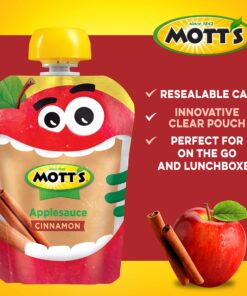 Mott's Cinnamon Applesauce, 3.2 oz clear pouches, 24 Count (6 Packs of 4) 3.2 Fl Oz (Pack of 24) 15 81psNbjIzfS