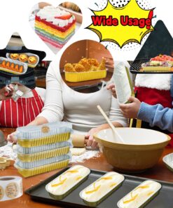 Mini Loaf Pans with Lids, 6.8oz Mini Cake Pans Aluminum Foil Mini Loaf Baking Pans 50Pcs Disposable Long Baking Cups Muffin Tins Brownie Bread Pan Cupcake Liners for Wedding Birthday Party (Gold) Gold 10 81psXiGRZGL