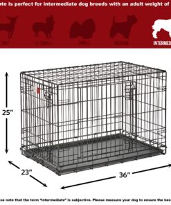 MidWest Homes for Pets Dog Crate Life Stages 36' Double Door Folding Metal Dog Crate | Divider Panel, Floor Protecting Feet, Leak-Proof Dog Pan | 35.63 in x 24.45 in x 21.93 in ,Intermediate Dog Breed 36.0"L x 23.0"W x 25.0"H Lifestages; Double Door 37 81pu8FpDIL