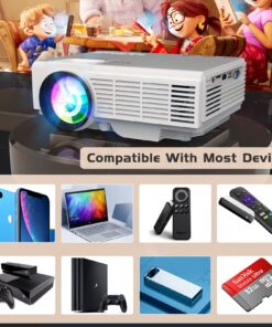 Updated Mini Projector with Bluetooth and Projector Screen, 9500Lumens Full HD 1080P Portable Video Projector, Home Theater Movie Projector Compatible with HDMI,USB,AV,Laptop,Smartphone 40 81pukO7c5rL