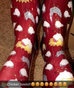 Sloggers Waterproof Garden Rain Boots for Women - Cute Mid-Calf Mud & Muck Boots with Premium Comfort Support Insole 8 Chickens Barn Red 36 81pv3YRfGsL