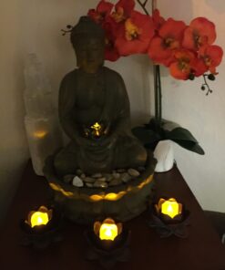 Alternative view of Eastern Enlightenment Lotus Flower Meditation Votive and Candle Holder, Zen Buddhist Home Decor