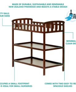 Dream On Me Emily Changing Table In Espresso, Comes With 1" Changing Pad, Features Two Shelves, Portable Changing Station, Made Of Sustainable New Zealand Pinewood 22 81pxDO TrL