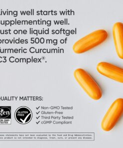 Sports Research Turmeric Curcumin C3 Complex 500 mg, Enhanced with Black Pepper and Organic Coconut Oil for Better Absorption; Non-GMO and Gluten Free - Standardized 95% Curcuminoids (120 Softgels) 120 Count (Pack of 1) Softgel 23 81pxq2upZoL