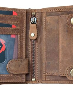 Men's Natural Genuine Leather Wallet with Metal Chain with Shark 7 81pzg4Xp8eL